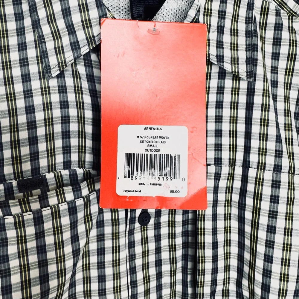 NWT The North Face Short Sleeve Curbar Woven Shirt in Citronelle Green Plaid